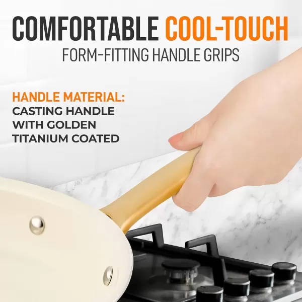 imageNutriChef 10quot Medium Ceramic Fry Pan  NonStick Ceramic Coated Skillet with Stylish Titanium Handle Durable Easy to Clean Professional Cookware8 inch