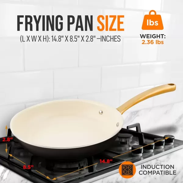 imageNutriChef 10quot Medium Ceramic Fry Pan  NonStick Ceramic Coated Skillet with Stylish Titanium Handle Durable Easy to Clean Professional Cookware8 inch