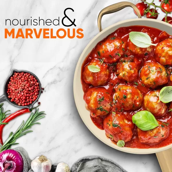 imageNutriChef 12Inch Professional Ceramic Frying Pan  Large Skillet with Golden Titanium Handle NonStick Ceramic Coating StainResistant Easy to Clean Ideal for Home Cooking14 Frying Pan