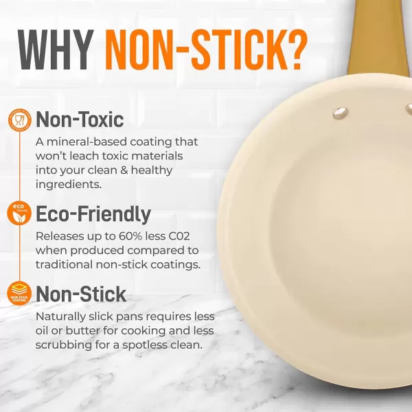 imageNutriChef 12Inch Professional Ceramic Frying Pan  Large Skillet with Golden Titanium Handle NonStick Ceramic Coating StainResistant Easy to Clean Ideal for Home Cooking10 Frying Pan