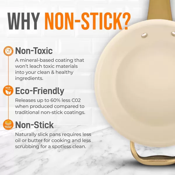 imageNutriChef 12Inch Professional Ceramic Frying Pan  Large Skillet with Golden Titanium Handle NonStick Ceramic Coating StainResistant Easy to Clean Ideal for Home Cooking14 Frying Pan