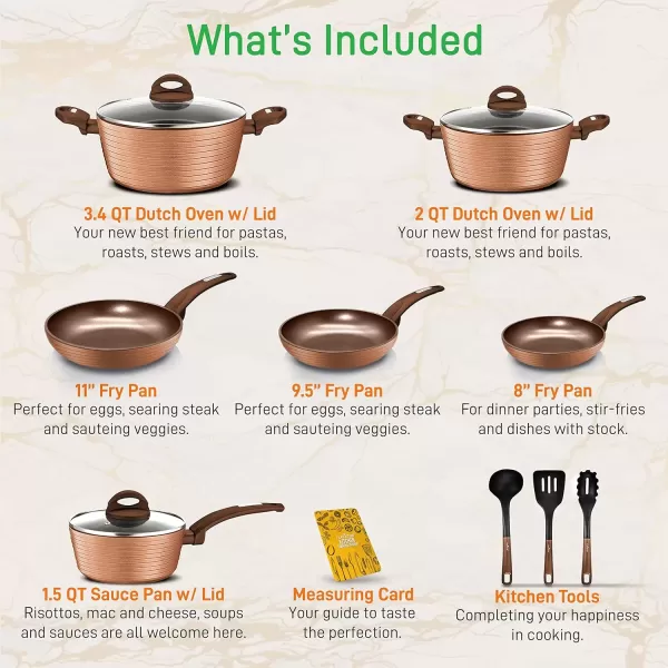 imageNutriChef 12Piece Stainless Steel Kitchenware  Pots ampamp Pans Set Clad Kitchen Cookware w Silicone Grip Handles Fry Pan Interior Coated w Prestige Ceramic NonStick Coating Stylish Kitchen CookwareBrown