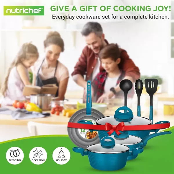 imageNutriChef 12Piece Stainless Steel Kitchenware  Pots ampamp Pans Set Clad Kitchen Cookware w Silicone Grip Handles Fry Pan Interior Coated w Prestige Ceramic NonStick Coating Stylish Kitchen CookwareGreen