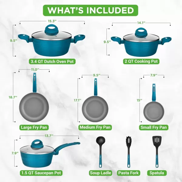 imageNutriChef 12Piece Stainless Steel Kitchenware  Pots ampamp Pans Set Clad Kitchen Cookware w Silicone Grip Handles Fry Pan Interior Coated w Prestige Ceramic NonStick Coating Stylish Kitchen CookwareGreen