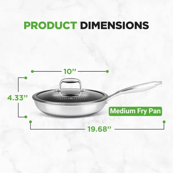 imageNutriChef 12quot Stainless Steel Frying Pan  Triply Kitchenware Stir Fry Pan Kitchen Cookware wDAKIN Etching NonStick Coating Scratchresistant Raisedup Honeycomb Fire Textured Pattern NC3PL1210 Frying Pan