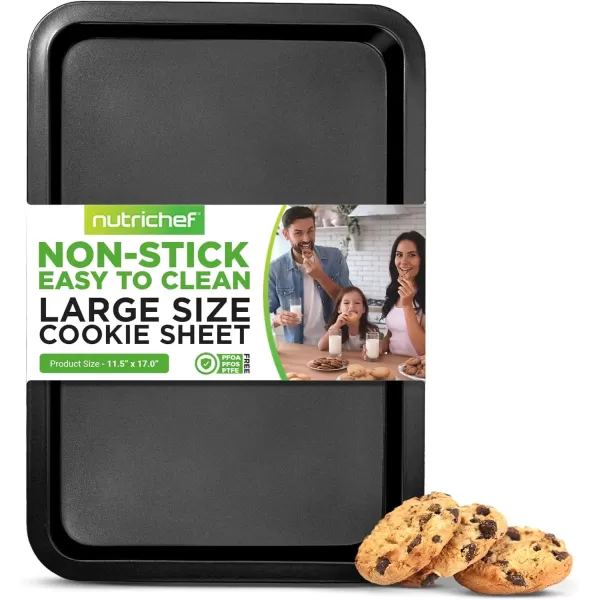 imageNutriChef 17 Non Stick Cookie Sheet Large Black Commercial Grade Restaurant Quality Carbon Metal Bakeware Compatible with Model Compatible with Model NCZK3BBlack