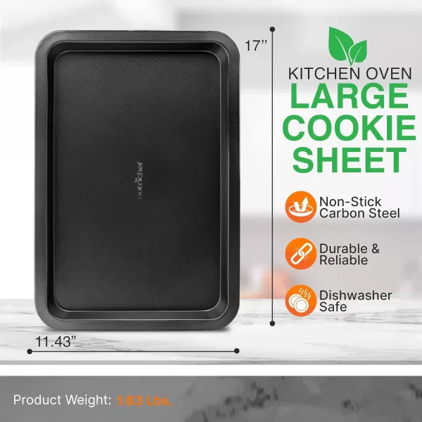 imageNutriChef 17 Non Stick Cookie Sheet Large Black Commercial Grade Restaurant Quality Carbon Metal Bakeware Compatible with Model Compatible with Model NCZK3BGray