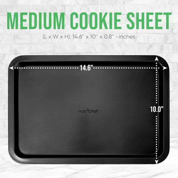 imageNutriChef 17 Non Stick Cookie Sheet Large Black Commercial Grade Restaurant Quality Carbon Metal Bakeware Compatible with Model Compatible with Model NCZK3BBlack