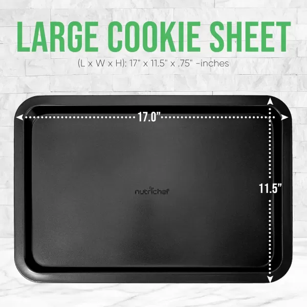 imageNutriChef 17 Non Stick Cookie Sheet Large Black Commercial Grade Restaurant Quality Carbon Metal Bakeware Compatible with Model Compatible with Model NCZK3BBlack