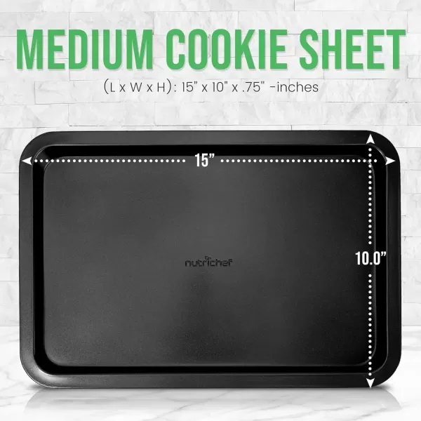 imageNutriChef 17 Non Stick Cookie Sheet Large Black Commercial Grade Restaurant Quality Carbon Metal Bakeware Compatible with Model Compatible with Model NCZK3BGray