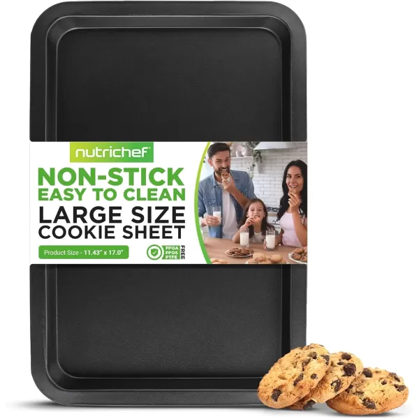 imageNutriChef 17 Non Stick Cookie Sheet Large Black Commercial Grade Restaurant Quality Carbon Metal Bakeware Compatible with Model Compatible with Model NCZK3BGray