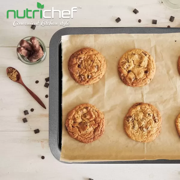 imageNutriChef 17 Non Stick Cookie Sheet Large Black Commercial Grade Restaurant Quality Carbon Metal Bakeware Compatible with Model Compatible with Model NCZK3BGray