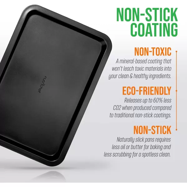 imageNutriChef 17 Non Stick Cookie Sheet Large Black Commercial Grade Restaurant Quality Carbon Metal Bakeware Compatible with Model Compatible with Model NCZK3BBlack