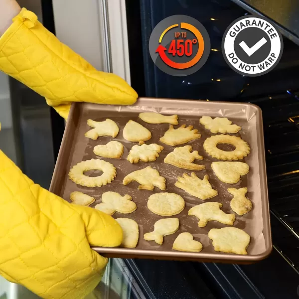imageNutriChef 2Piece Nonstick XL Cookie Sheets for Baking  22quot x 16quot Extra Large Carbon Steel Oven Baking Trays PFOA PFOS PTFE Free  Stackable ampamp Dishwasher Safe Gold