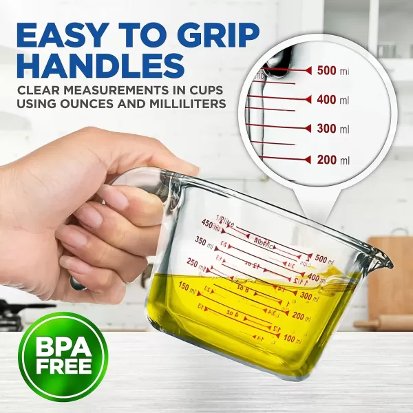 imageNutriChef 3 Pieces Measuring Cups  BPAFree Premium Heat Resistant Borosilicate Glass Measuring Cups w Handle Precise Measurement w Oz ampamp Ml Scale in 250ml 500ml ampamp 1000ml Microwave ampamp Oven Safe3 Sizes