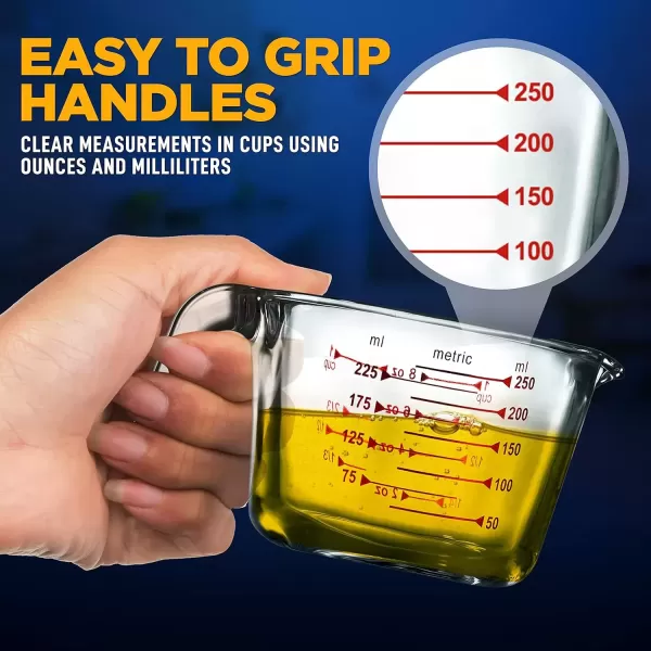 imageNutriChef 3 Pieces Measuring Cups  BPAFree Premium Heat Resistant Borosilicate Glass Measuring Cups w Handle Precise Measurement w Oz ampamp Ml Scale in 250ml 500ml ampamp 1000ml Microwave ampamp Oven Safe250 ml