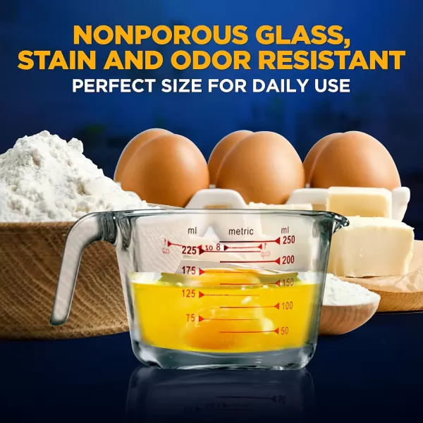 imageNutriChef 3 Pieces Measuring Cups  BPAFree Premium Heat Resistant Borosilicate Glass Measuring Cups w Handle Precise Measurement w Oz ampamp Ml Scale in 250ml 500ml ampamp 1000ml Microwave ampamp Oven Safe250 ml