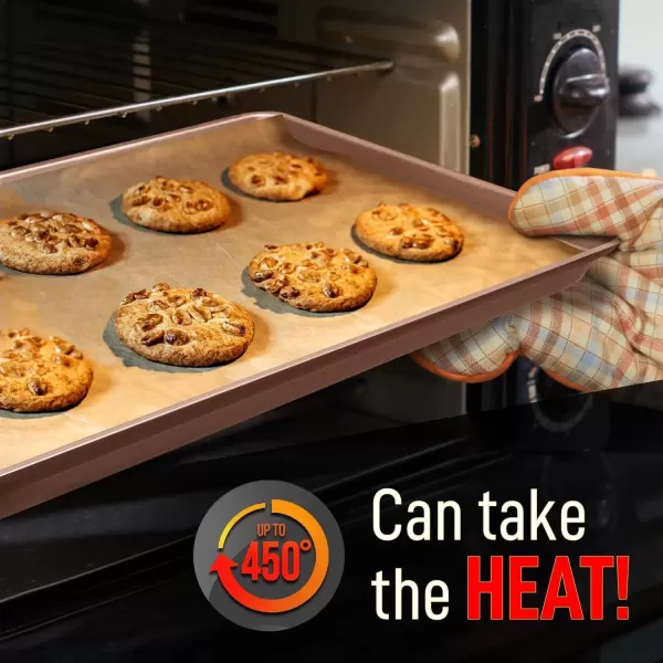 imageNutriChef 3Piece Nonstick Baking Pans Set  Thick Carbon Steel Oven Bake Trays  Includes XL Medium ampamp Small Sizes  Versatile Cookie Sheets for Baking ampamp Roasting Dishwasher Safe  Gold
