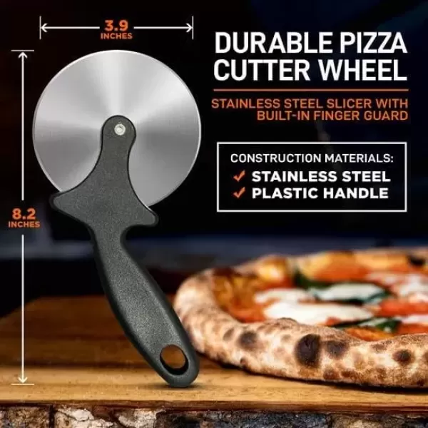 imageNutriChef 4Inch Pizza Cutter Wheel  Sharp Stainless Steel Slicer with Builtin Finger Guard ampamp NonSlip Plastic Handle  Cuts Through Crusts Bread Pies Dough ampamp More  Dishwasher Safe