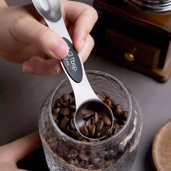 imageNutriChef 6Piece Magnetic Measuring Spoon Set  Stainless Steel Stackable Dual Sided Nesting Teaspoon to Tablespoon For Dry ampamp Liquid Ingredients Stylish Rustproof ampamp EasytoClean  Silver