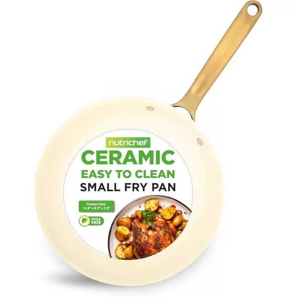 imageNutriChef 8Inch Professional Ceramic Frying Pan  Small Skillet with Golden Titanium Handle NonStick Ceramic Coating StainResistant Easy to Clean Ideal for Home Cooking