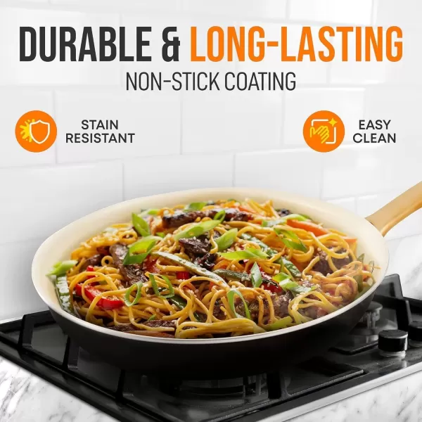 imageNutriChef 8Inch Professional Ceramic Frying Pan  Small Skillet with Golden Titanium Handle NonStick Ceramic Coating StainResistant Easy to Clean Ideal for Home Cooking