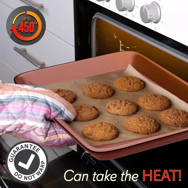 imageNutriChef Baking Sheet Pan Set NonStick Cookie Sheets for Oven 2Piece Premium Large ampamp Medium Size Baking Trays Stackable ampamp Durable Black  NC2TRBL5Rose Gold