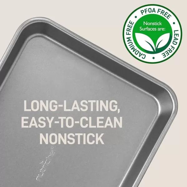 imageNutriChef Baking Sheet Pan Set NonStick Cookie Sheets for Oven 2Piece Premium Large ampamp Medium Size Baking Trays Stackable ampamp Durable Black  NC2TRBL5Gray