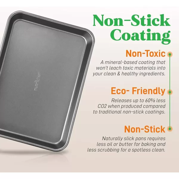 imageNutriChef Baking Sheet Pan Set NonStick Cookie Sheets for Oven 2Piece Premium Large ampamp Medium Size Baking Trays Stackable ampamp Durable Black  NC2TRBL5Gray