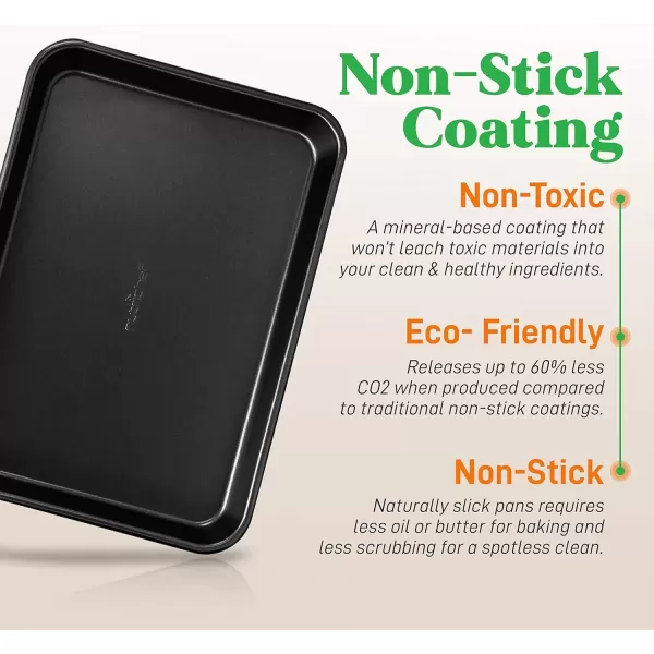 imageNutriChef Baking Sheet Pan Set NonStick Cookie Sheets for Oven 2Piece Premium Large ampamp Medium Size Baking Trays Stackable ampamp Durable Black  NC2TRBL5Black