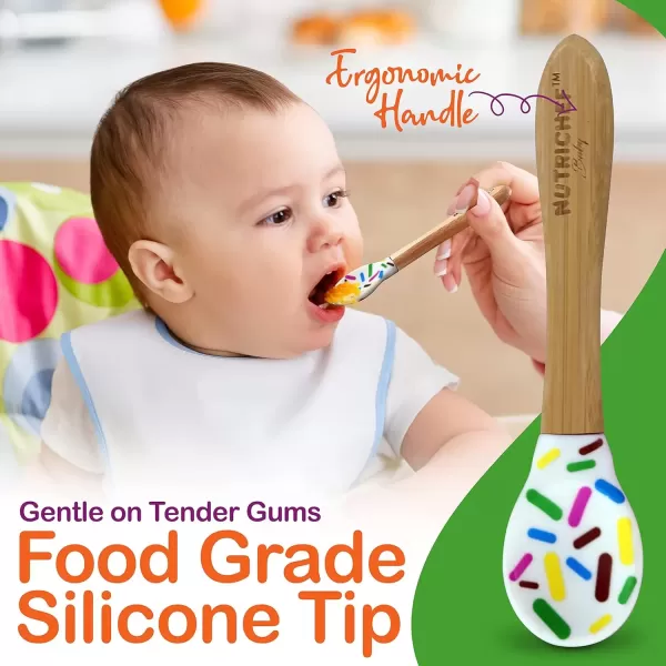 imageNutriChef Bamboo Baby Feeding Bowl  Wooden Infant Toddler Dish and Spoon Set wSilicone Suction Base for Stay Put Eating For Children Aged 472 Months SparkleSet With Cup