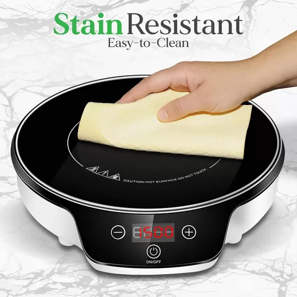 imageNutriChef Double Induction Cooktop  Portable 120V Digital Ceramic Dual Burner w Kids Safety Lock  Works with Flat Cast Iron Pan1800 WattTouch Sensor Control 12 Controls  PKSTIND48 BlackA Single