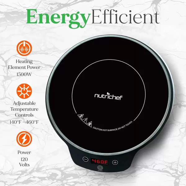 imageNutriChef Double Induction Cooktop  Portable 120V Digital Ceramic Dual Burner w Kids Safety Lock  Works with Flat Cast Iron Pan1800 WattTouch Sensor Control 12 Controls  PKSTIND48 BlackA Single
