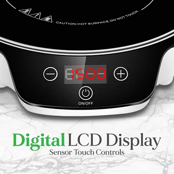 imageNutriChef Double Induction Cooktop  Portable 120V Digital Ceramic Dual Burner w Kids Safety Lock  Works with Flat Cast Iron Pan1800 WattTouch Sensor Control 12 Controls  PKSTIND48 BlackA Single