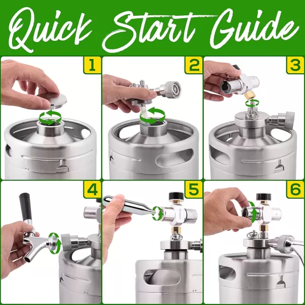 imageNutriChef Double Walled System64oz Stainless Steel Growler Tap Portable Mini Keg Dispenser Kegerator Kit w Co2 Pressure Regulator for Craft Beer DraftHomebrew PKBRTP99 64oz
