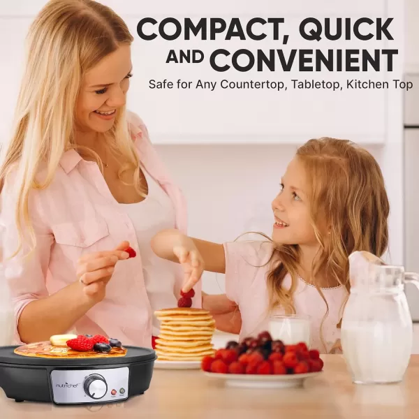 imageNutriChef Electric Griddle ampamp Crepe Maker  Nonstick 12 Inch Hot Plate Cooktop  Adjustable Temperature Control  Batter Spreader ampamp Wooden Spatula  Used Also For Pancakes Blintzes ampamp Eggs