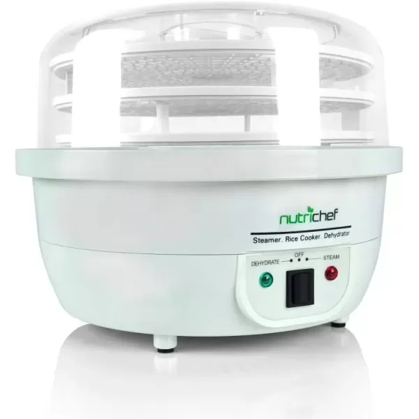 imageNutriChef Food Dehydrator Machine and Professional Electric Steamer Cooker Meat Preserver Beef Jerky Maker Fruit Dryer Steams Rice and Vegetables with Stackable Trays in White  PKFDSRC10WTWhite  Steam