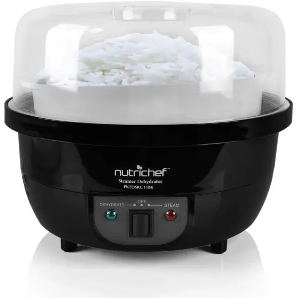 imageNutriChef Food Dehydrator Machine and Professional Electric Steamer Cooker Meat Preserver Beef Jerky Maker Fruit Dryer Steams Rice and Vegetables with Stackable Trays in White  PKFDSRC10WTBlack  Steam
