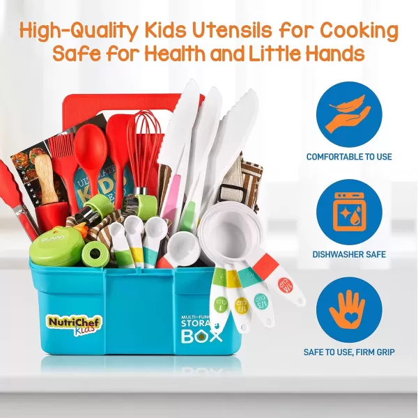 imageNutriChef Kids Cooking ampamp Baking Set  Complete Cooking Set for Girls ampamp Boys Includes Little Chefs Apron Kitchen Supplies Nylon Knives Utensils ampamp Baking Tools Great Gift for Ages 4 and Up