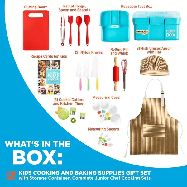 imageNutriChef Kids Cooking ampamp Baking Set  Complete Cooking Set for Girls ampamp Boys Includes Little Chefs Apron Kitchen Supplies Nylon Knives Utensils ampamp Baking Tools Great Gift for Ages 4 and Up