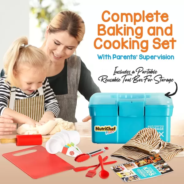 imageNutriChef Kids Cooking ampamp Baking Set  Complete Cooking Set for Girls ampamp Boys Includes Little Chefs Apron Kitchen Supplies Nylon Knives Utensils ampamp Baking Tools Great Gift for Ages 4 and Up