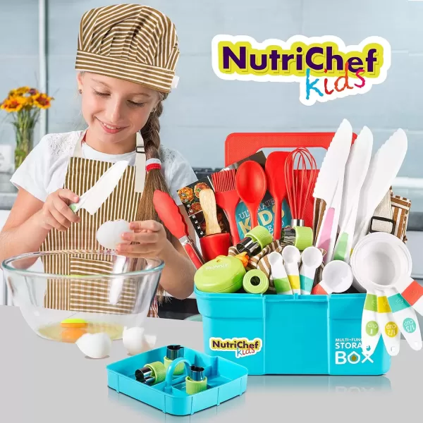 imageNutriChef Kids Cooking ampamp Baking Set  Complete Cooking Set for Girls ampamp Boys Includes Little Chefs Apron Kitchen Supplies Nylon Knives Utensils ampamp Baking Tools Great Gift for Ages 4 and Up