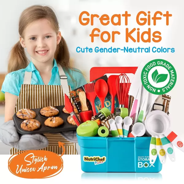 imageNutriChef Kids Cooking ampamp Baking Set  Complete Cooking Set for Girls ampamp Boys Includes Little Chefs Apron Kitchen Supplies Nylon Knives Utensils ampamp Baking Tools Great Gift for Ages 4 and Up