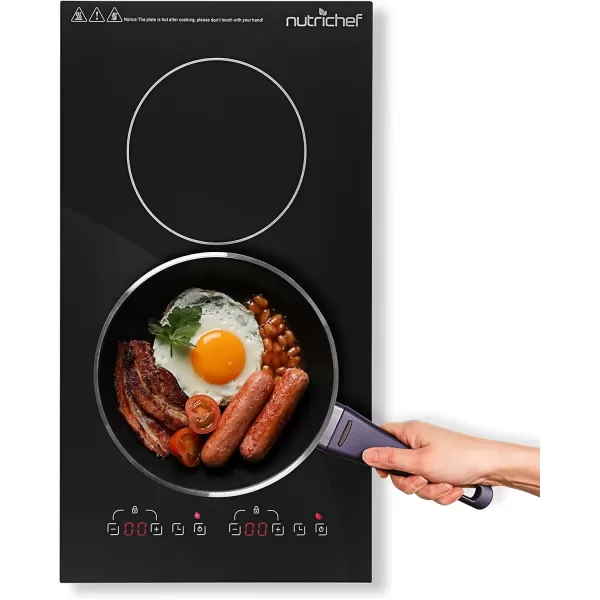 imageNutriChef Kitchen Dual Induction Cooktop  Kitchen w Digital Display StainResistant Compact ampamp Space Saving 1800 Watt Heating Element Power 9 Levels Power Setting