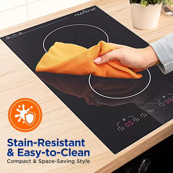 imageNutriChef Kitchen Dual Induction Cooktop  Kitchen w Digital Display StainResistant Compact ampamp Space Saving 1800 Watt Heating Element Power 9 Levels Power Setting