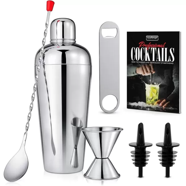 imageNutriChef Mixology Bartender Cocktail Shaker Set  Includes 15 ampamp 30 oz Stainless Steel Shakers 6 Bottle Pourers ampamp More  Essential Martini Making Kit  Drink Mixing Set  15 Piece Cocktail Bar Set7 Piece set