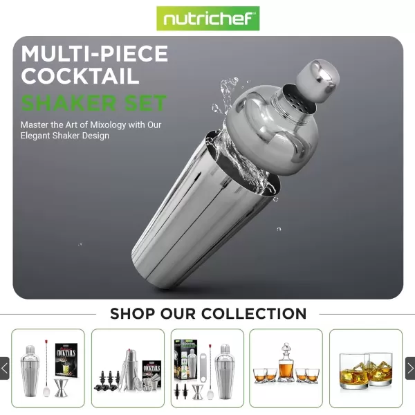 imageNutriChef Mixology Bartender Cocktail Shaker Set  Includes 15 ampamp 30 oz Stainless Steel Shakers 6 Bottle Pourers ampamp More  Essential Martini Making Kit  Drink Mixing Set  15 Piece Cocktail Bar Set3 Piece set
