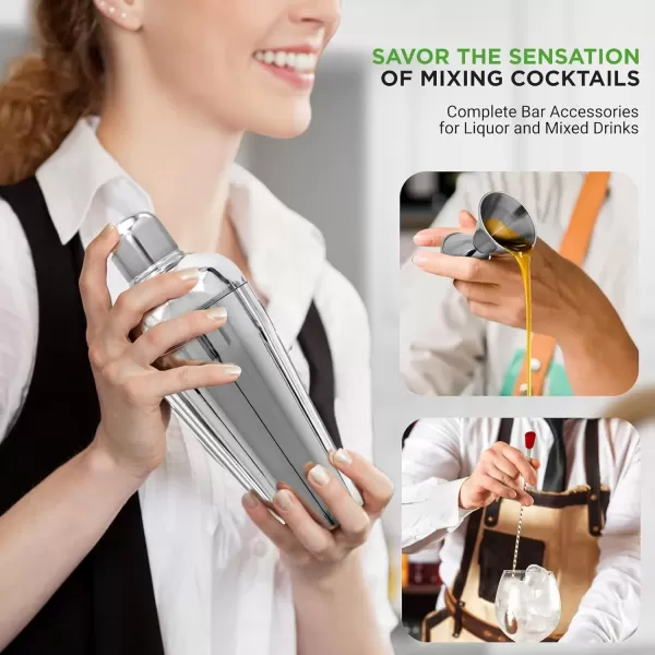 imageNutriChef Mixology Bartender Cocktail Shaker Set  Includes 15 ampamp 30 oz Stainless Steel Shakers 6 Bottle Pourers ampamp More  Essential Martini Making Kit  Drink Mixing Set  15 Piece Cocktail Bar Set3 Piece set