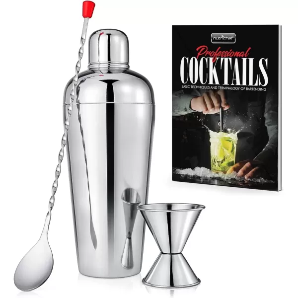 imageNutriChef Mixology Bartender Cocktail Shaker Set  Includes 15 ampamp 30 oz Stainless Steel Shakers 6 Bottle Pourers ampamp More  Essential Martini Making Kit  Drink Mixing Set  15 Piece Cocktail Bar Set3 Piece set