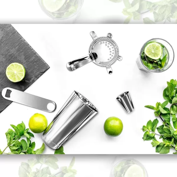 imageNutriChef Mixology Bartender Cocktail Shaker Set  Includes 15 ampamp 30 oz Stainless Steel Shakers 6 Bottle Pourers ampamp More  Essential Martini Making Kit  Drink Mixing Set  15 Piece Cocktail Bar Set15 Piece set